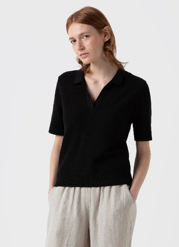 Chic women's sweaterWomen's Archive Knit Polo in Black