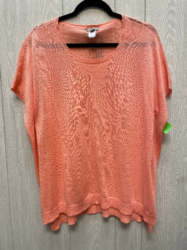 Geometric print women's sweaterSweater Short Sleeve By J. Jill In Orange, Size: Xs