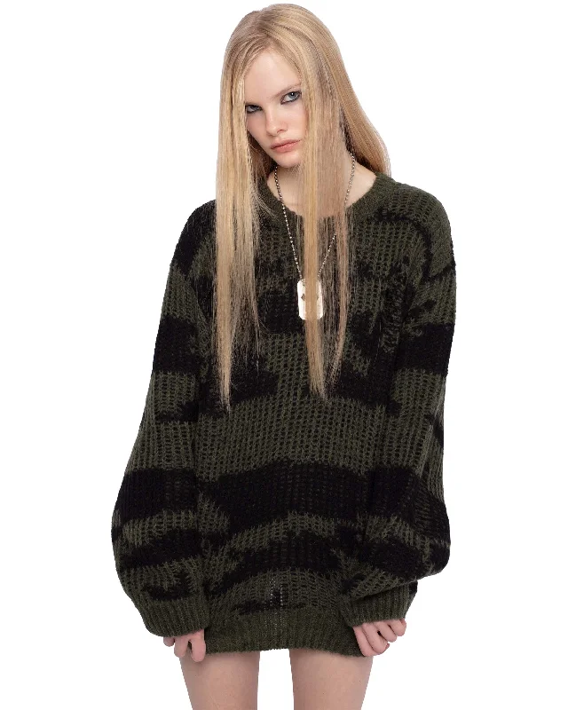 Crew neck women's sweaterGreen Alpaca Sweater