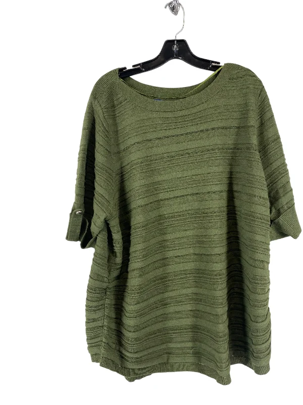 Ruffle women's sweaterSweater Short Sleeve By Apt 9 In Green, Size: 2x