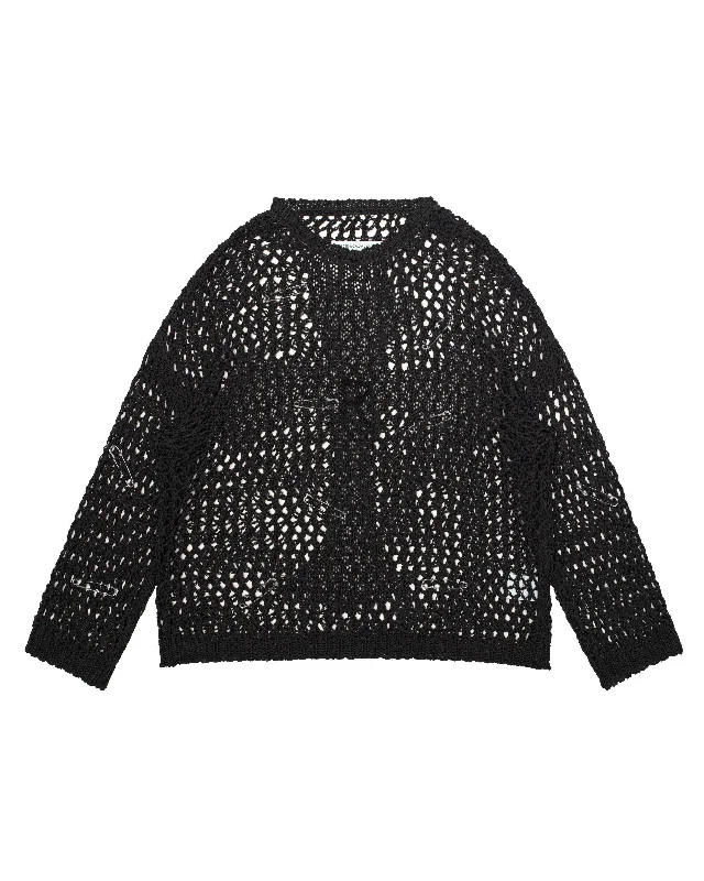 V-neck women's sweaterBlack Cross Net Sweater