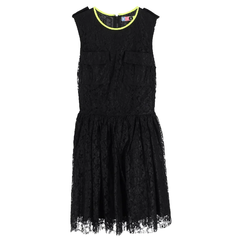 Custom-made dresses for personalized fitsMSGM Mini Skater Dress in Black Lace