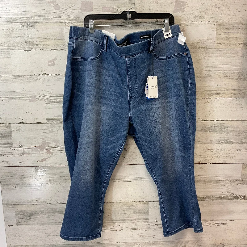 Dark wash jeans with whiskering and fading at the thighsJeans Cropped By Judy Blue In Blue Denim, Size: 22