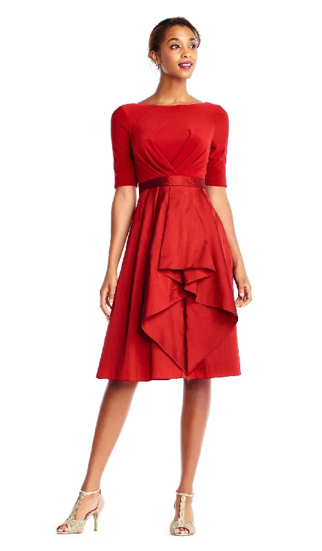 Solid color dresses for womenAdrianna Papell - AP1D101549 Bateau Jersey/Taffeta A-line Dress