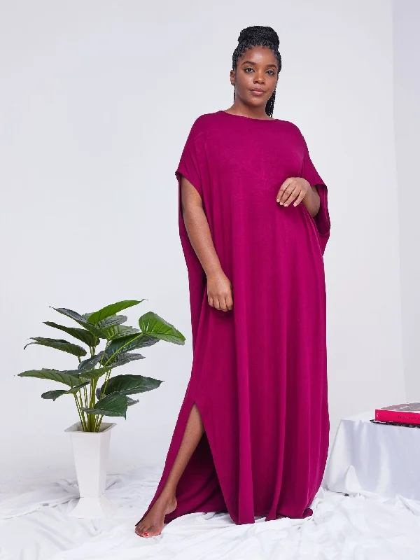 Linen dresses for summerVivo Essentials Drop Shoulder Maxi Dress - Burgundy