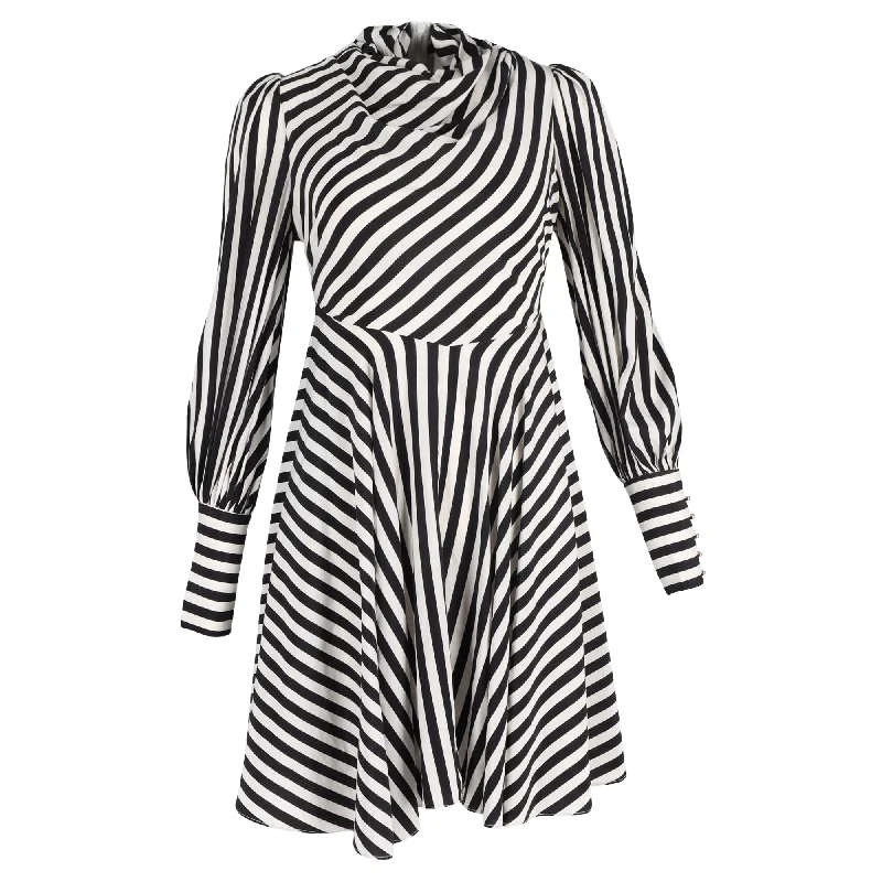 Chiffon dresses for womenZimmermann Draped Striped Mini Dress in Black and White Silk