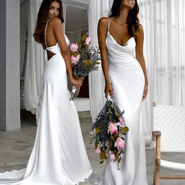 One-shoulder dresses for womenSexy Sleeveless Mermaid White Prom Dresses Long Maxi Dress