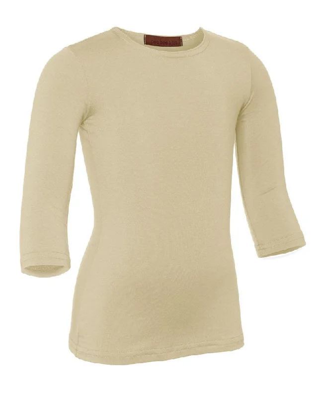 lingerie with lace details on the cupsPB&J Girls Cotton 3/4 Sleeve Shell - Beige