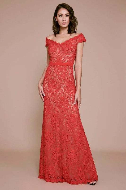 Autumn dresses for fall fashionTadashi Shoji - BLC19827L Scalloped Off Shoulder Formal Gown