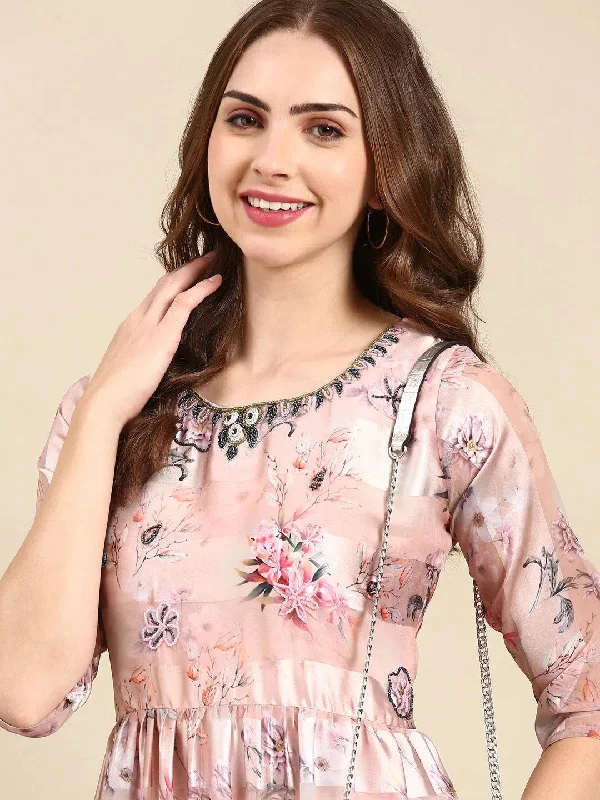 Midi dresses for womenWomen's Peach Printed Maxi Kurta-SKC-1131-Peach