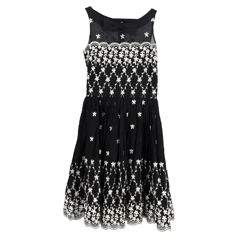 Floral dresses for womenRed Valentino Mini Embroidered Dress in Black Cotton