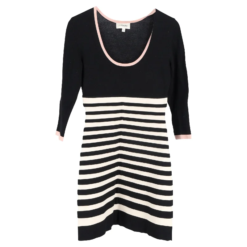 Autumn dresses for fall fashionTemperley London Striped Mini Dress in Black Wool