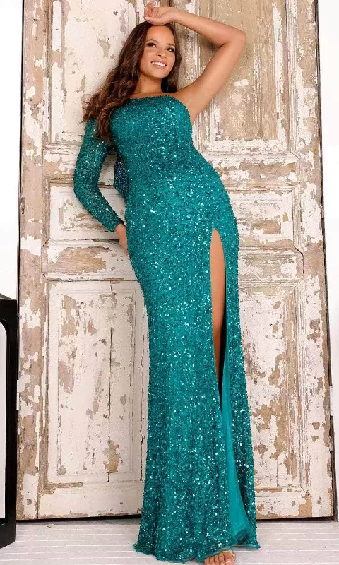 Embroidered dresses for womenAleta Couture 881 - Long Sleeve Sequin Embellished Prom Gown