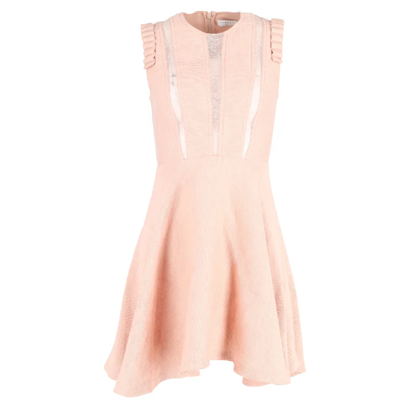 Evening women's dressesSandro Enrika Lace-Insert Mini Dress In Pink Viscose