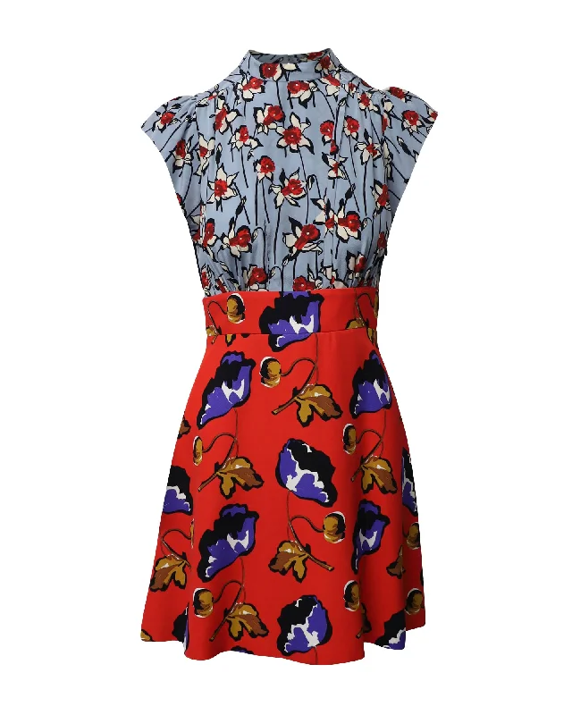 Cap sleeve dresses for womenMiumiu Mini Floral Dress in Multicolor Silk