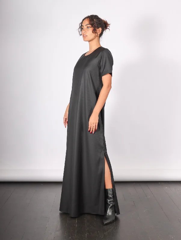 High-low hem dresses for womenMaxi T-Shirt Dress in Large Scale Pinstripes by Shwetambari