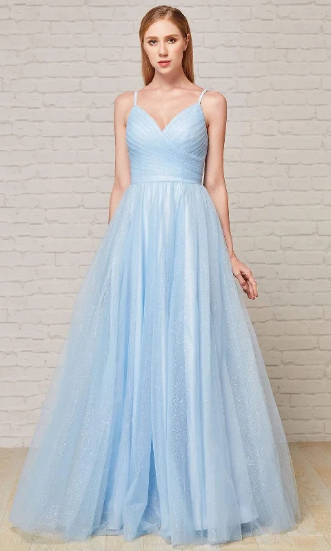 Long-sleeved dresses for womenJ'Adore Dresses - J18021 Pleat-Detailed Glitter Tulle Gown