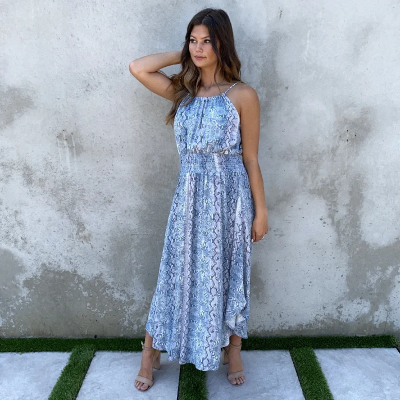 Long flowy dresses for womenWild Attractions Snake Print Maxi Dress