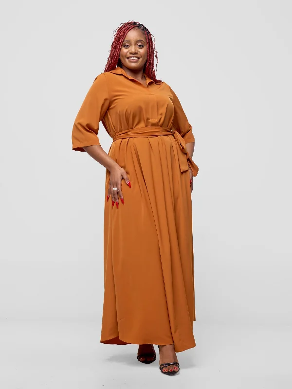 Smock dresses for womenVivo Yumi Maxi Shirt Dress - Terracotta Orange