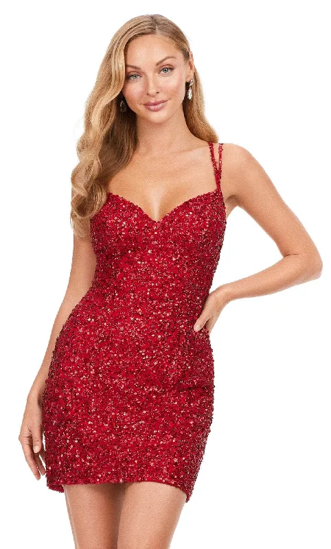 Layering dresses for versatile stylingAshley Lauren 4625 - V-Neck Sequin Cocktail Dress