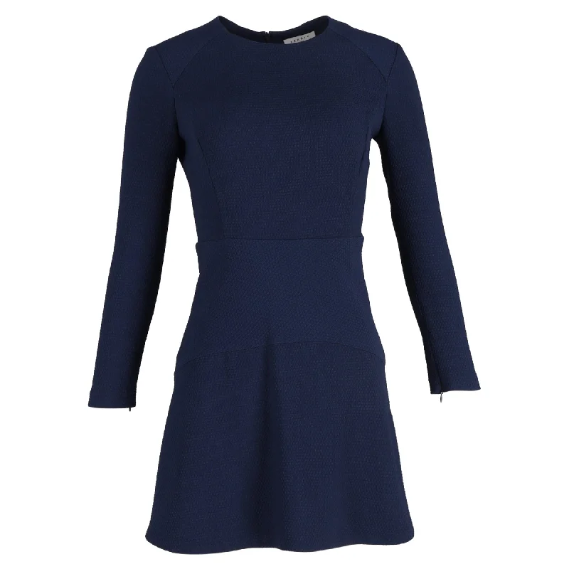 Solid color dresses for womenSandro Mini Dres sin Navy Blue Wool