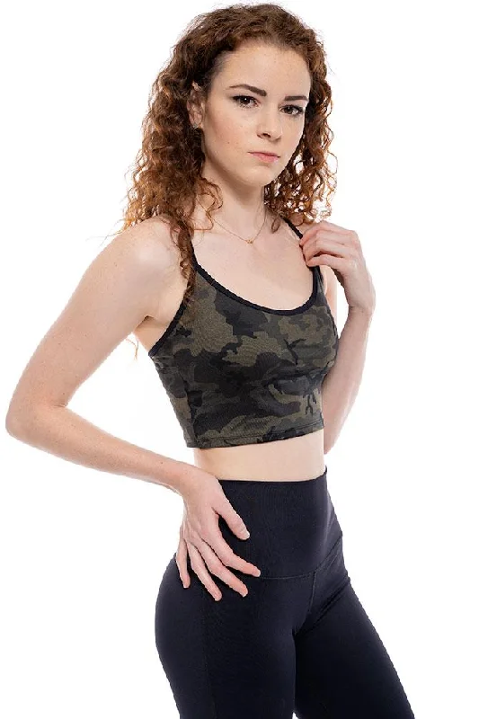 satin lingerie with lace overlays on the hipsWarrior Camo Sport Bra