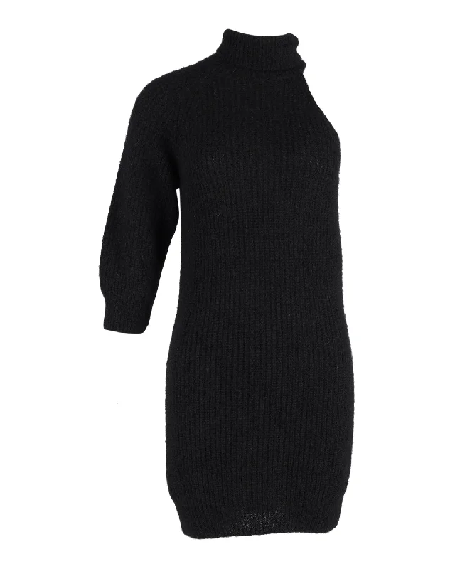 Women's casual dressesAlanui Polar Nights Rib Knit Mini Dress in Black Alpaca