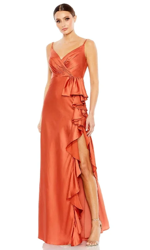 A-line dresses for womenMac Duggal 68551 - Ruffle Draped V-Neck Prom Dress