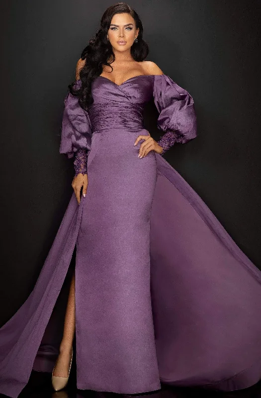 Loose-fitting dresses for womenTerani Couture 2011M2122 - Long Sleeve Overskirt Evening Gown