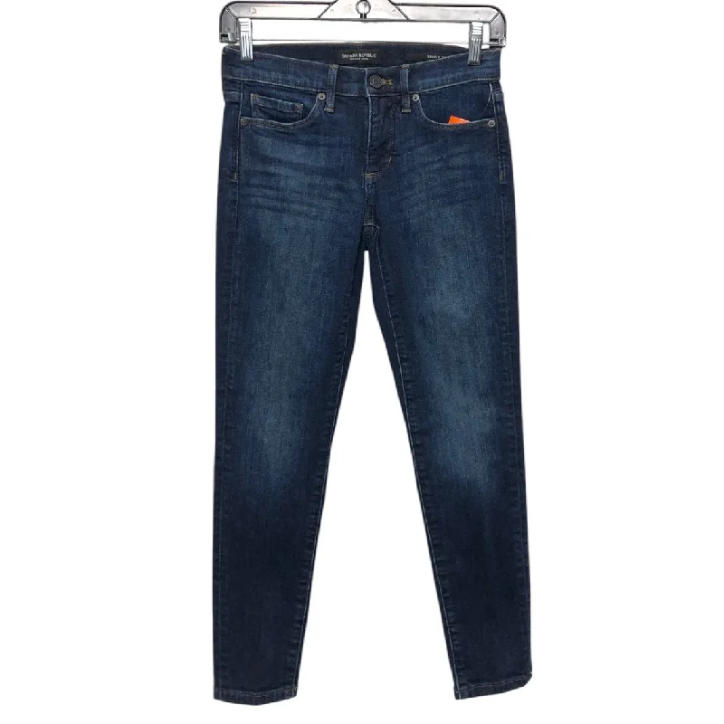 Jeans with distressing at the thighsJeans Skinny By Banana Republic In Blue Denim, Size:0