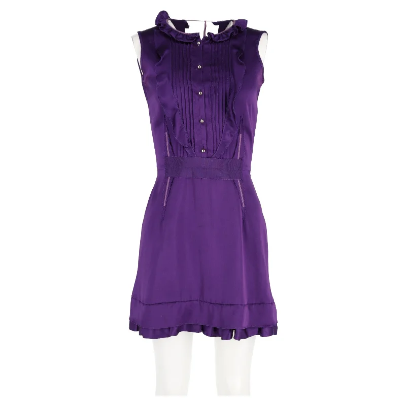 Sheath dresses for womenMulberry Ruffled Sleeveless Mini Dress in Violet Silk Cotton