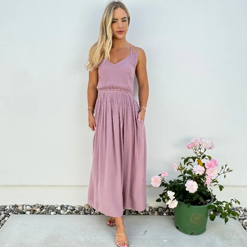 Vintage-inspired dresses for retro fashion loversIn Check Ankle Maxi Dress in Mauve