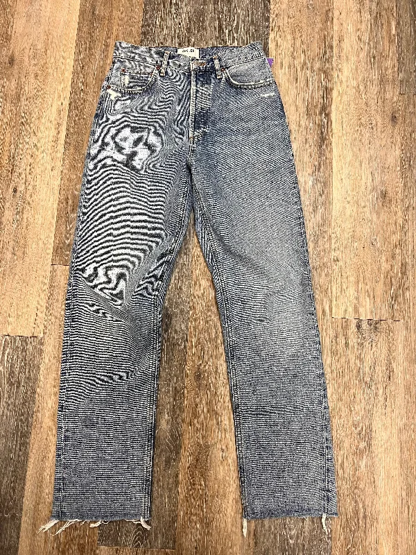 Jeans with a cropped length and distressed finish for a trendy and casual appearanceJeans Straight By Agolde In Blue Denim, Size: 2/26