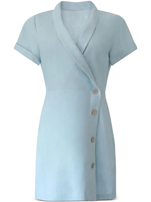 Evening women's dressesWomens Linen Mini Wrap Dress