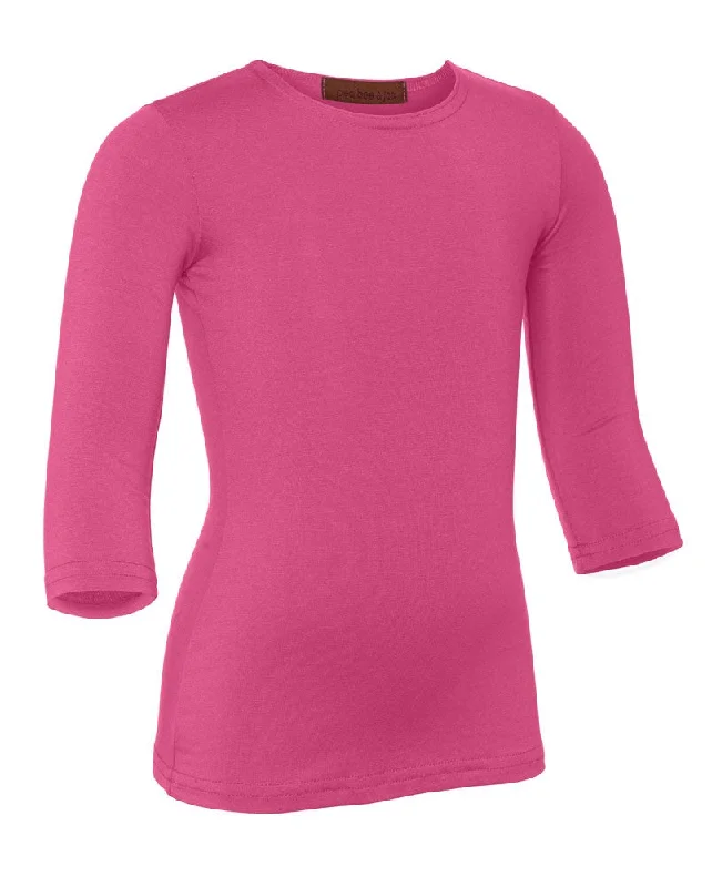 lace-up lingerie designsPB&J Girls Cotton 3/4 Sleeve Shell - Hot Pink