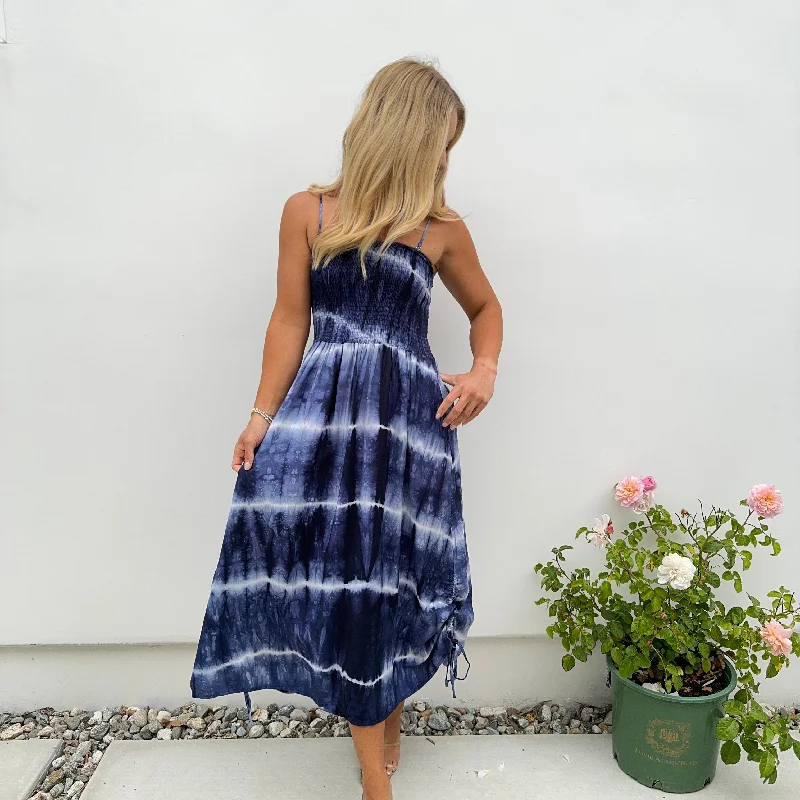 Winter dresses for cold weatherUnder Water Tie Dye Smock Ankle Maxi Dress