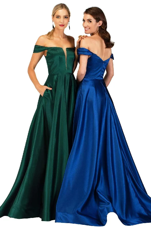 High-neck dresses for womenCecilia Couture - 2105 Off-Shoulder A-Line Long Dress