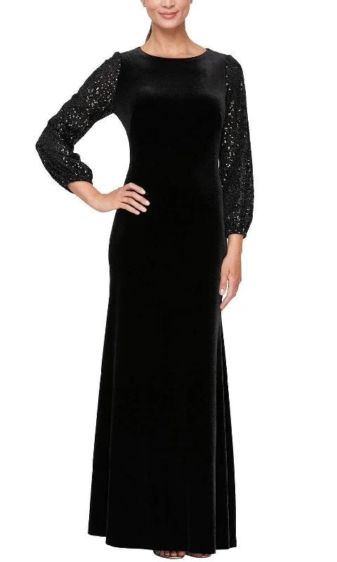 Patterned dresses for womenAlex Evenings 81919041 - Sequin Bishop Sleeve Evening Dress