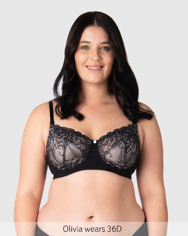 lingerie with lace trimTemptation Lace Nursing Bra - Black