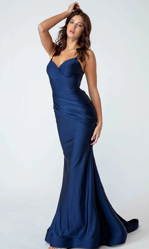 Lantern sleeve dresses for womenEureka Fashion 9151 - V-Neck Sleeveless Prom Dress