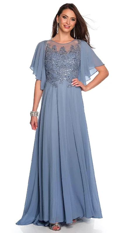 Halter dresses for womenDave & Johnny 11676 - Flutter Sleeve Embellished Formal Gown