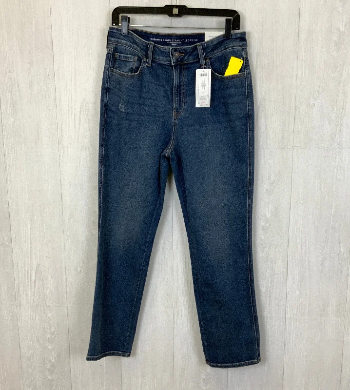 Jeans with a distressed and bleached finish for a unique and casual appearanceJeans Straight By Chicos In Blue Denim, Size: 8