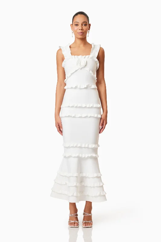 Limited edition dresses for collectorsKimberly Frill Maxi Dress in White