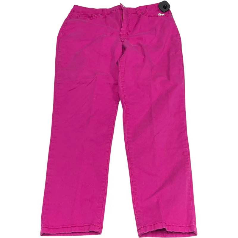 Jeans with contrast pockets and back patchesJeans Skinny By Crown And Ivy In Pink Denim, Size: 12