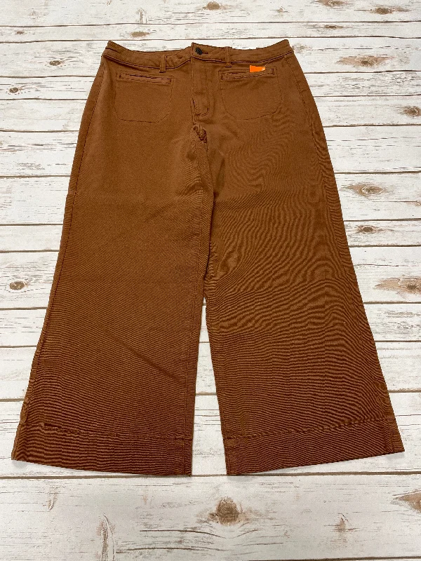 Jeans with contrast stitching and patchwork detailsJeans Wide Leg By Sonoma In Brown Denim, Size: 14