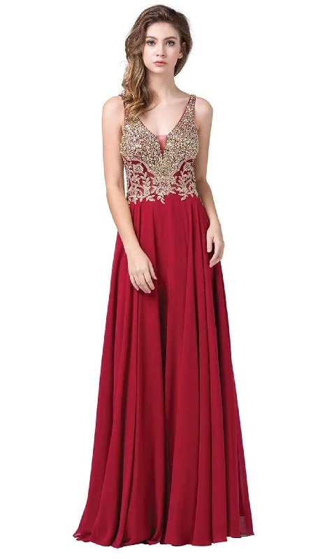 Sustainable dresses for eco-conscious womenDancing Queen - 2494 Jewel Encrusted Bodice A-Line Chiffon Gown