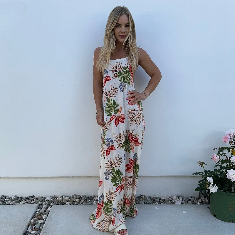 Vintage women's dressesTropical Nights Print Halter Maxi Dress