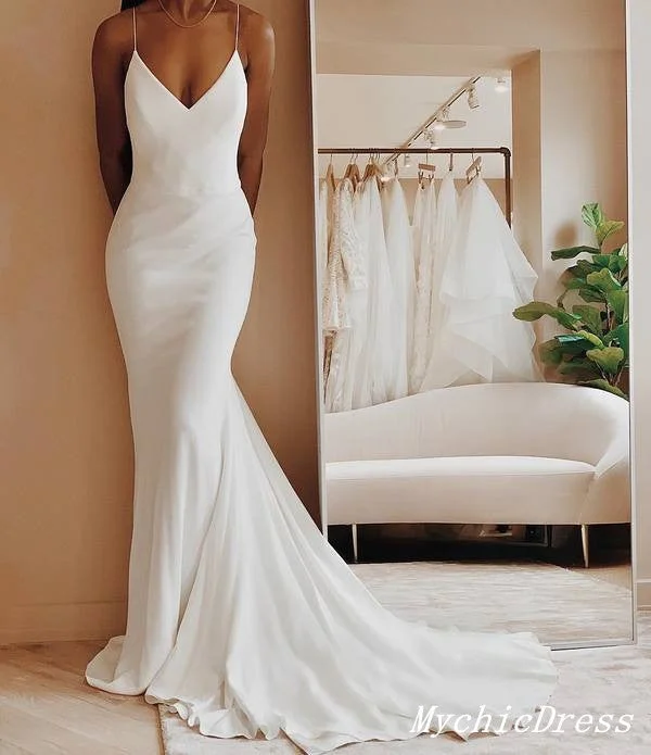 Evening gowns for formal eventsSimple Ivory Beach Boho Wedding Dresses Satin Long Women Maxi Dresses