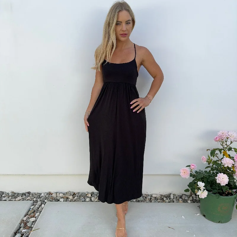 Elegant women's dressesCherished Comfort Jersey Ankle Maxi Dress in Black