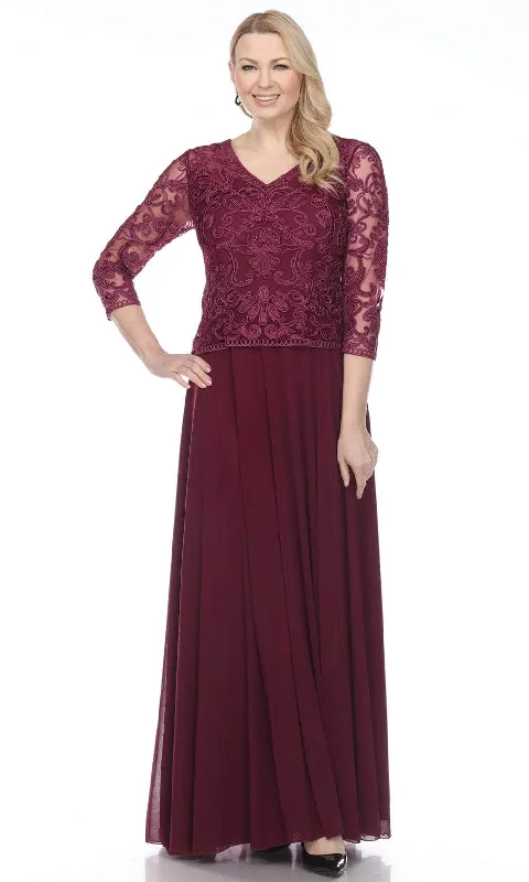 Sweetheart neckline dresses for womenSoulmates 1901 - Embroidered V-Neck Long Dress